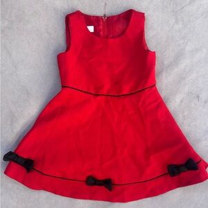 Bonnie Baby Red Dress with Black Bow Accents